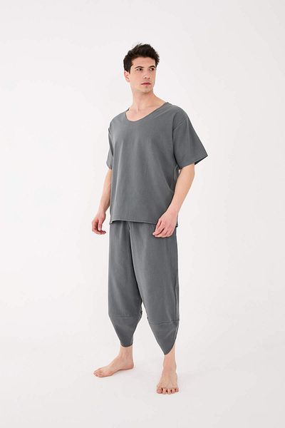 RELAXL 100% Cotton Light Fabric Sile Cloth Dark Gray Modern Baggy Yoga Meditation Clothing
