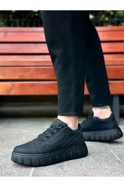 BOA BA0666 BOA Μαύρη ψηλή σόλα Ανδρικά παπούτσια casual