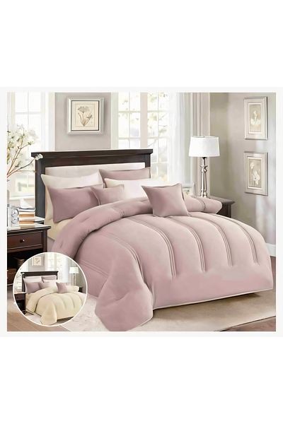 Red Rose Luxury double hotel bedspread with a double side for a comfortable sleep, made of microfiber, size 240*260 cm
