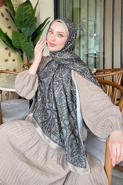 lamelif Retro Pattern Soft Shawl Mint Green