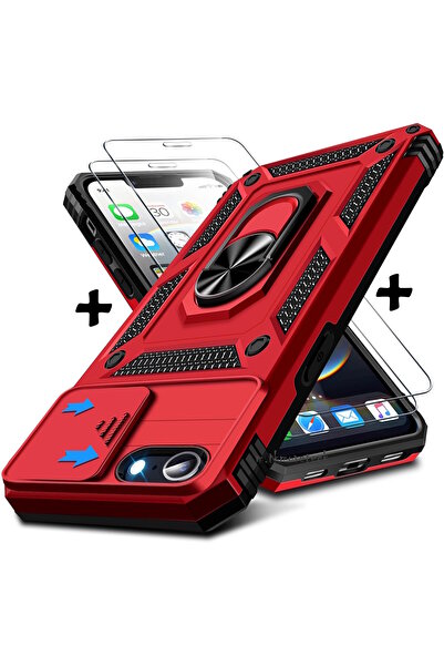 m.tk moveteck iPhone 16E Kılıf Kamera Korumalı Sürgülü Yüzüklü Armor Military...