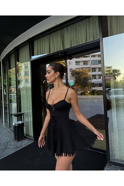Friday Mood Γυναικείο Μίνι Φόρεμα με Λεπτομέρεια Σκουλήκι
