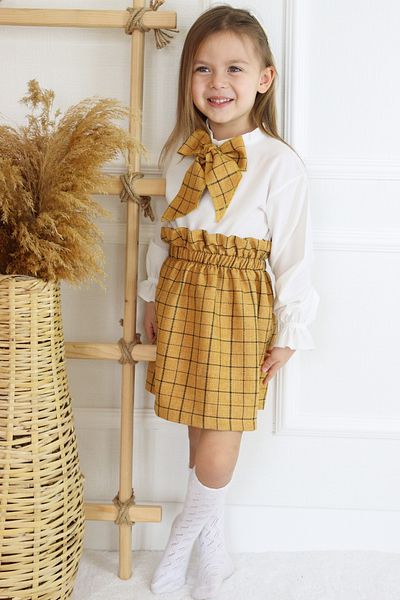 Parla Kids Girl Child Mustard 23 April 29 October Show Clothes Skirt Blouse Kerchief Suit