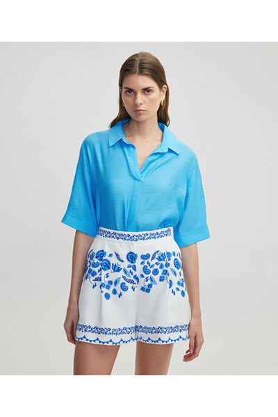 İpekyol Çiçek desen pileli şort