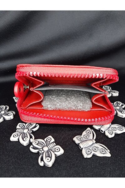 makadi Red Mini Wallet – Zippered, Fabric Card Holder & Coin Purse