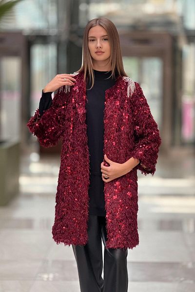 Ghisa Sequin Feather Cap with Epaulettes