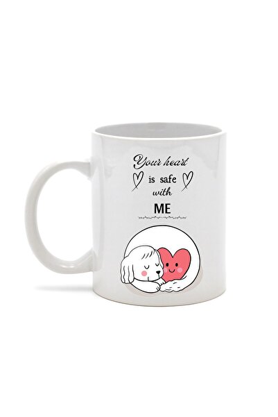 OEM Cană albă personalizată „Inima ta e în siguranță cu mine”, INOVATIX®. 330 ml