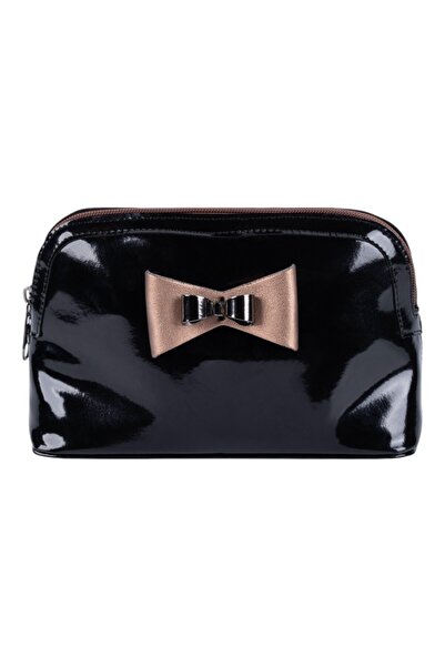 lizy's Лачена кожена черна чанта за гримове