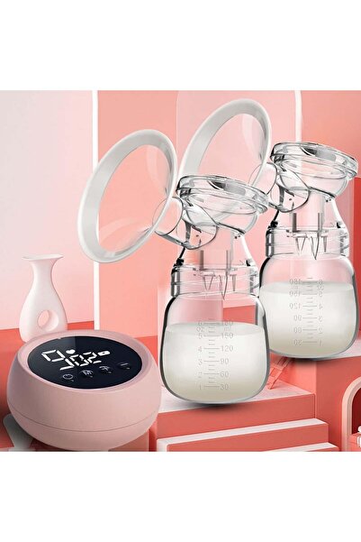 Yelajoy Double Wearable Electric Breast Pump With LCD Screen, 1200mAh,2 modes, for Newborn, Pink