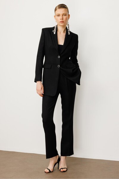 Moda İlgi Модальний монокомір, двобортний довгий піджак, чорний