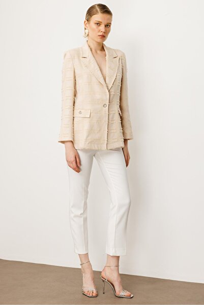 Moda İlgi Modailgi Rahat Kesim Tek Düğme Kapamalı Ceket Taş