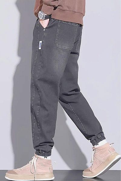 Oksit Reax Simon Men's Jean Pants with Elastic Waist and Leg Drawstring Jogger Cut