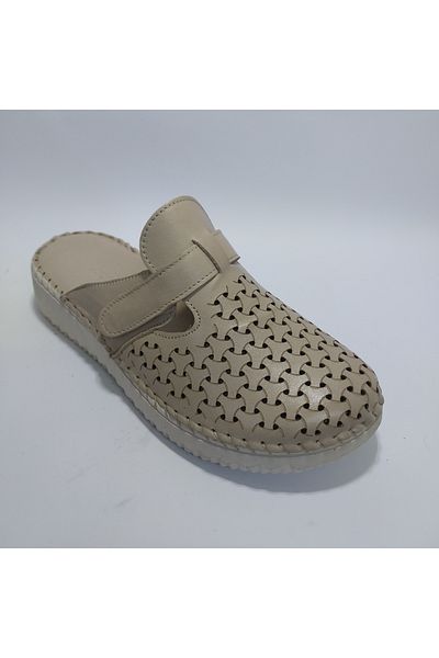 Mira Deri Genuine Leather Heel Spurs Padded-Adjustable Sabo Women's Slippers