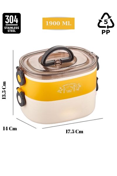 Vagonlife Portable Lunch Box Two Layers Stainless Steel Portable New Generation Lunch Box – 1900 ml