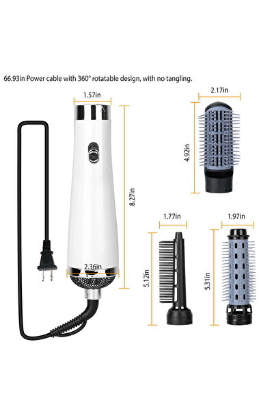 fulina 3 in 1 Hair Curler,With 3 Interchangeable Brush,3 Temperature Option,Styling Tool for all Hair Type