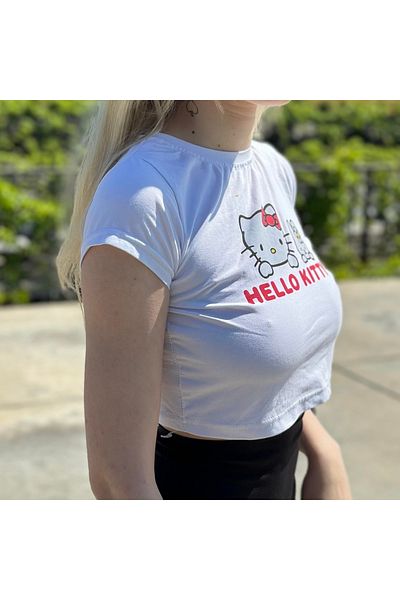 Gofeel Harajuku Λευκό Hello Kitty Crop Top