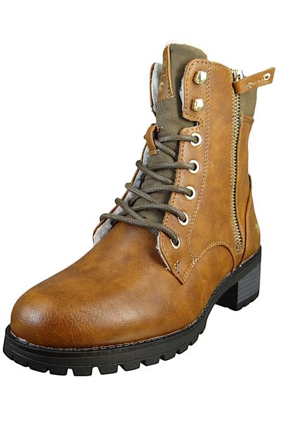 Mustang Damen Elegante Stiefelette 1435603 Braun 307 Cognac Kunstleder