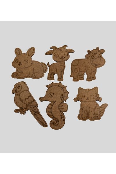 MODAT Wooden DIY Farm Animals Painting Set Educational Montessori Children's Development Toy 14Pcs