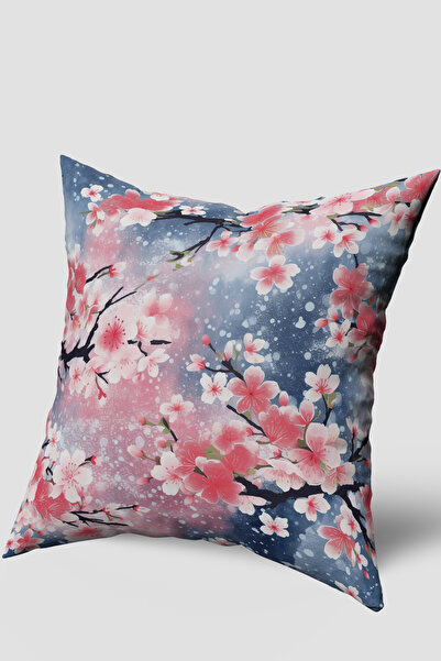 EsnafAli Ροζ μπλε μοντέρνο λουλούδι με μοτίβο ριχτάρι μαξιλαροθήκη