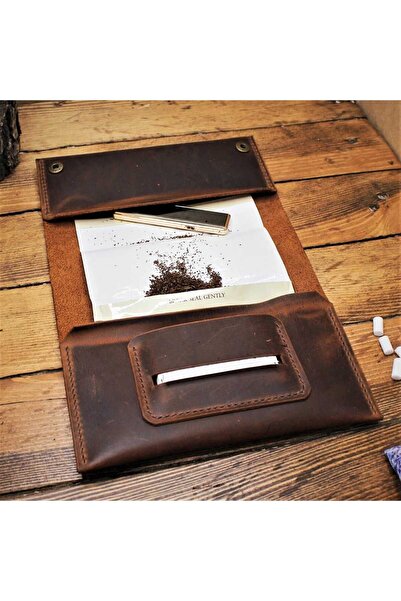 Z ZDK Leather Craft MOONCREAM HAKİKİ CRAZY DERİ TÜTÜN ÇANTASI