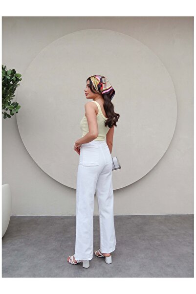 ESRAHELVACI High Waist Culotte Jean Pants with Front Pockets