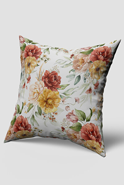 EsnafAli Husă de pernă cu model de flori albă și galbenă
