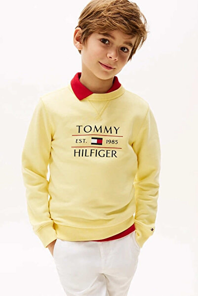 Tommy Hilfiger Erkek Çocuk Th Flag Sweatshirt - Sarı