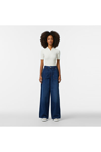 Lacoste Kadın Wide Fit Mavi Jean Pantolon