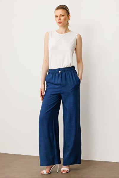 Moda İlgi Modailgi Beli Lastikli Rahat Kesim Pantolon - 1851 İndigo