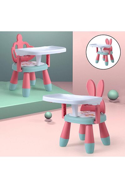 Yelajoy Baby Sounding Dinner Chair,With Dining Tray, U-shaped Rounded Corner,for Baby,Green Pink