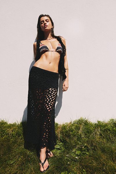 Pull & Bear Crochet midi skirt