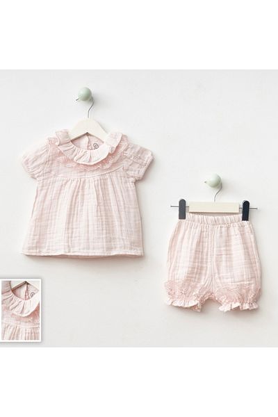 limebabies Baby Girl 6-9-12-18 Months Muslin Shorts Set