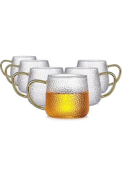 Quasar & Co. Set of 6 mugs, Quasar & Co.®, heat-resistant, coffee/tea, 300 ml, borosilicate glass, transparent