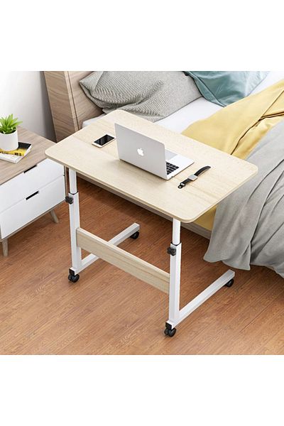 COOYA Maple Laptop Table Desk,with Removable wheels, 90x80x40cm， Durable Solid, for Bed Sofa, White