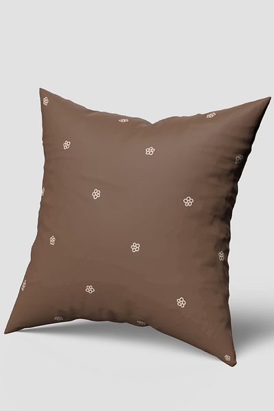 EsnafAli Brown Floral Patterned Throw Pillow Cover