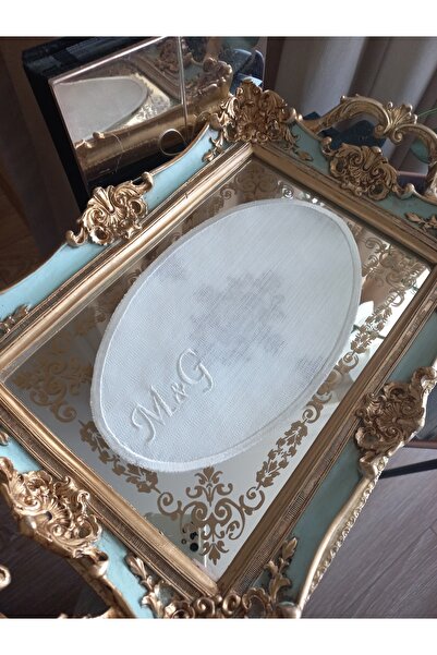 sevim çeyiz tasarım 19x25cm Kişiye özel harf işlemeli söz/nişan tepsi örtüsü-...