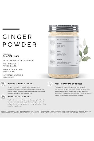 AWAFI MILL Ginger Powder | Zingiber Officinale - Bottle of 100 gram / 3.5 Oz