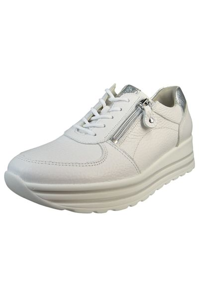 Waldläufer Damen Low Sneaker Lana 758009 200 Weiß 150 White/silver Leder