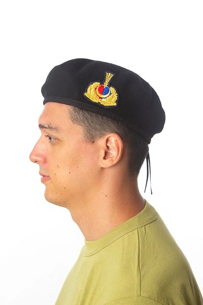 İZMİR ASKERİ MALZEME Gendarmerie Black Colored Cockade Officer External Side Beret