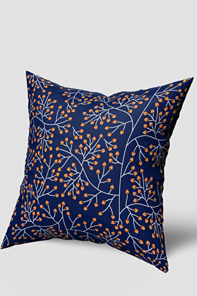 EsnafAli Husă de pernă cu model de flori albastru bleumarin portocaliu