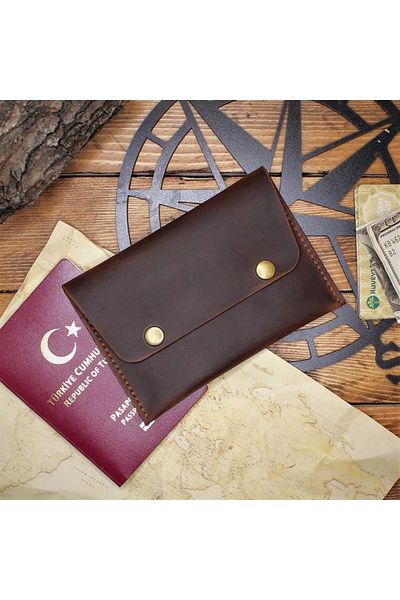 Z ZDK Leather Craft Sunset-Genuine Leather Passport Case - Crazy Travel Wallet