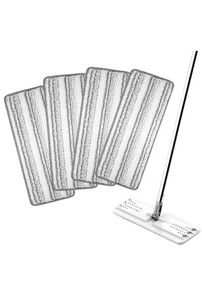 Herum Set de lavete pentru mop din microfibră cu prindere dublă, gri, 32 x 12 cm, 4 bucăți