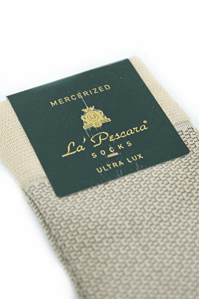La Pescara Μπεζ κουκκίδα μοτίβο Ultra Luxury Mercerized Single Ανδρικές κάλτσες CRP313