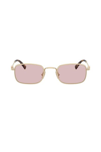 Miu Miu A53S Zvn40I 49 Women's Square Gold Metal Sunglasses