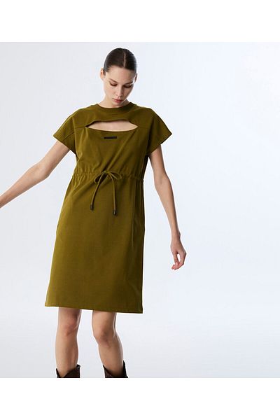 Twist Adjustable Drawstring Combed Cloth Dress
