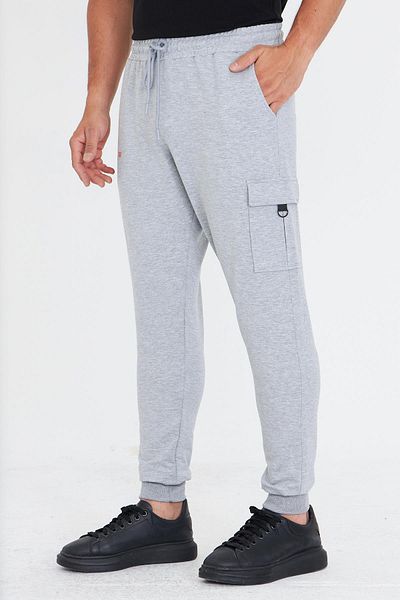 Marco Ferry Men's Cotton Cargo Pocket Sweatpants Gray Melange 5821-g