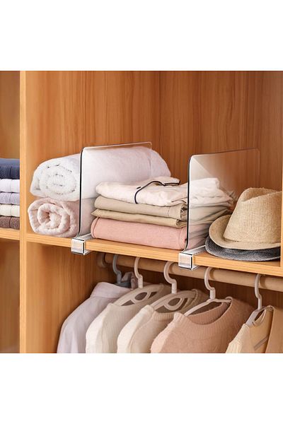 Generic 6PCS Acrylic Shelf Dividers for Closets Organization, Clear Closet Wardrobe Separator