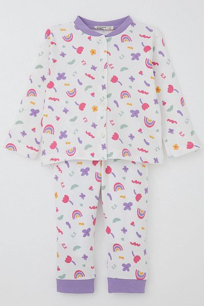 Breeze Baby Girl Pajamas Set Colors of Spring 4 Months-1 Year, White