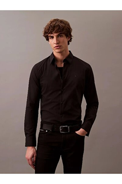 Calvin Klein LS SOLID STRETCH SLIM SHIRT Erkek SİYAH Gömlek LV04LB145G-UB1