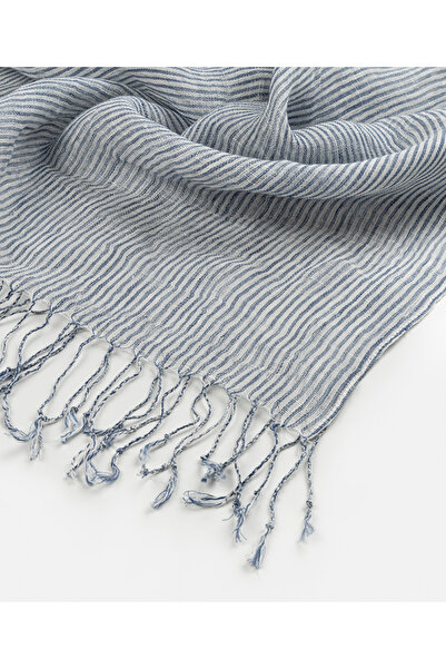 İpekyol Çizgili keten şal
